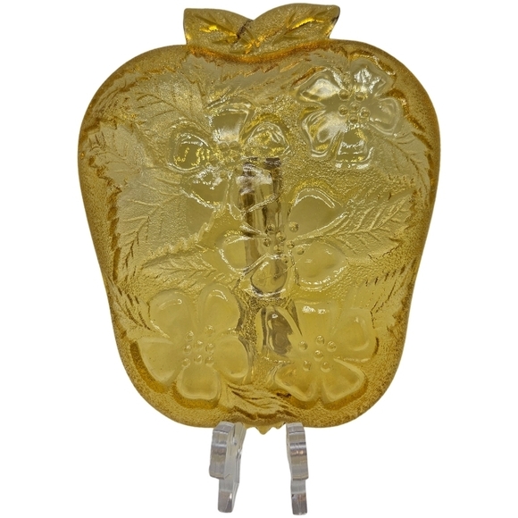 Vintage Hazel Atlas Glass Amber Apple-Shaped Dish - Picture 2 of 7